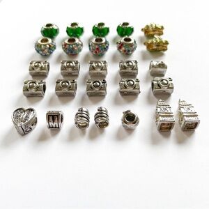 27 Silver Bracelet Charms Beads European Pandora Style